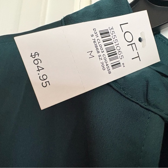 LOFT Teal Bow Blouse & Teal/Black Houndstooth Skirt Set - Picture 3 of 6